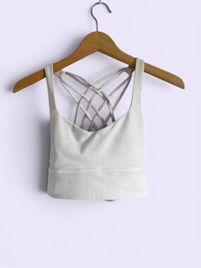 Lululemon Free To Be Serene Long Line Bra White Size 4 Strappy Back Yoga